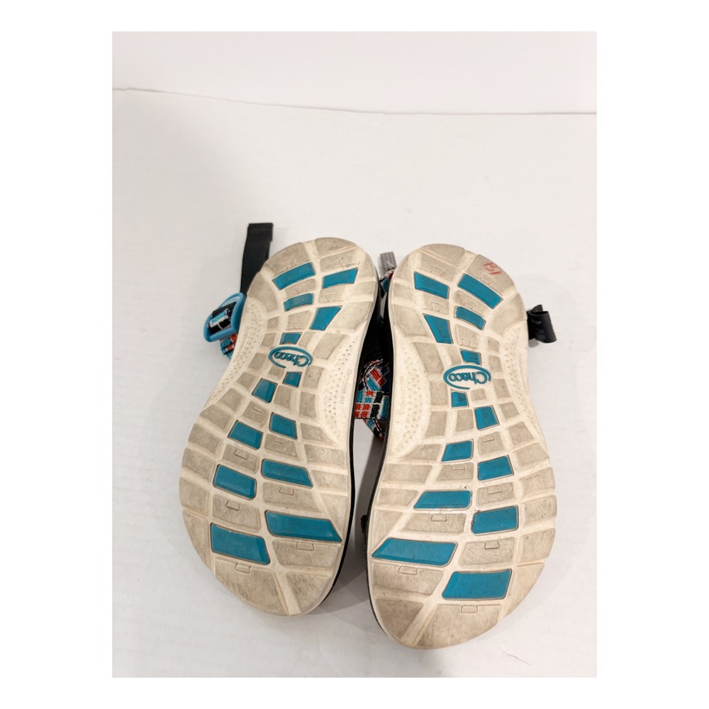 Chaco Kids Z1 Ecotread Sport Sandals Blue Orange Geometric Size 2 Kids - Picture 3 of 5